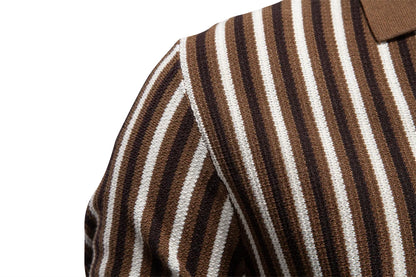 Summer Men's Polo Shirts 2026 Stripe Design Ice Silk Short Sleeve Cool Touch Breathable Casual Outdoor Polo Shirt for Men