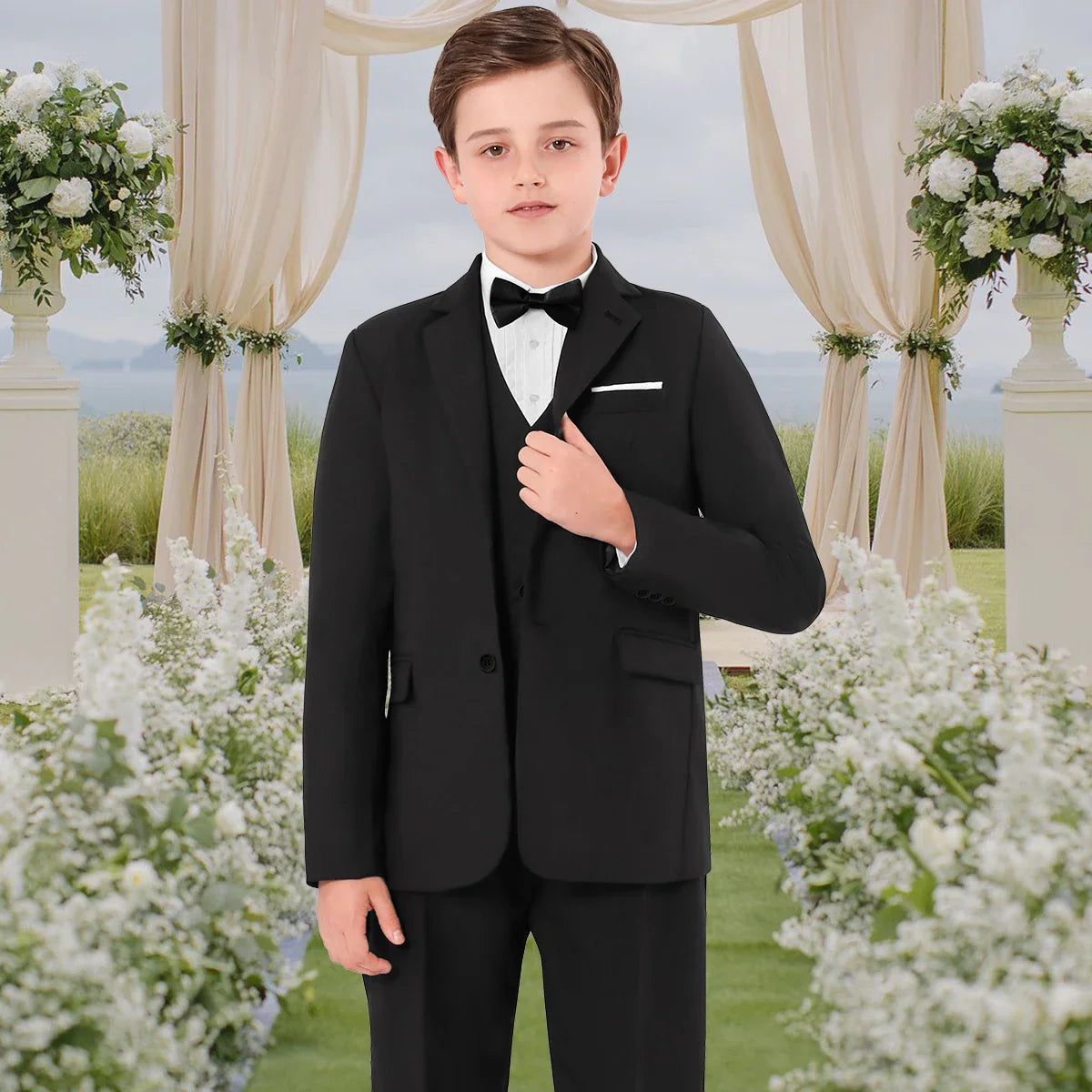 Kids Tuxedo for Boys Suit Teenager Wedding Easter Church Formal Outfit Birthday Party Gift Performance School Graduation Set