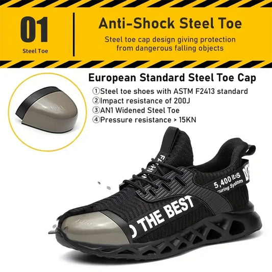 Indestructible Steel Toe Shoes for Men Women Anti-Puncture Work Shoes Comfortable Breathable Work Safety Protective Sneakers