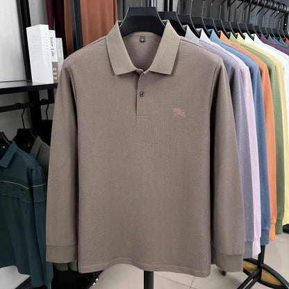 100% cotton long sleeve polo shirt spring and autumn fashion casual luxury brand exquisite embroidery lapel T-shirt new men wear