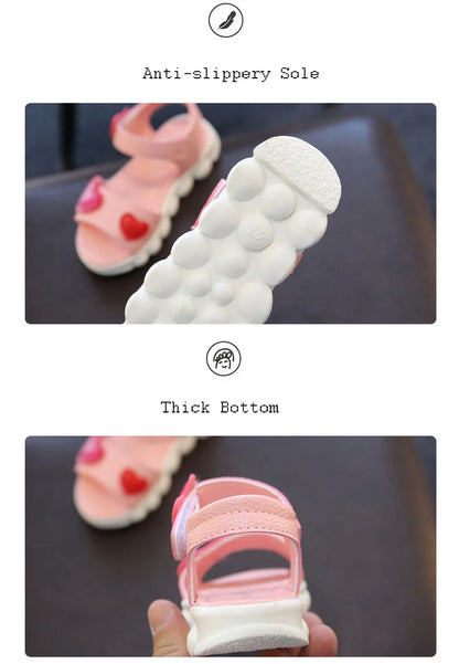 Lovely Heart Shape Children Sandals for Girls 2026 Summer Open Toe Sandals Kids Girls New Arrival Baby Girl Beach Shoes I03123