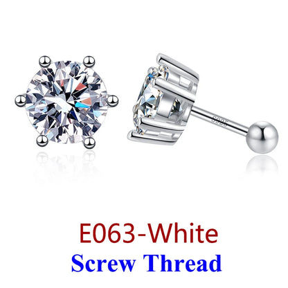 0.5-2ct Moissanite Diamond Stud Earrings for Women Original 925 Sterling Silver Lady's Moissanite Earring New 2026