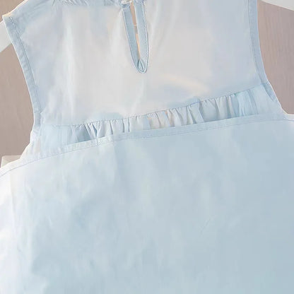 Cute blue lace sleeveless dress With Bag princess dress For 2-10 Yrs baby girls Children Clothes 6.1 Children's Day Clothing