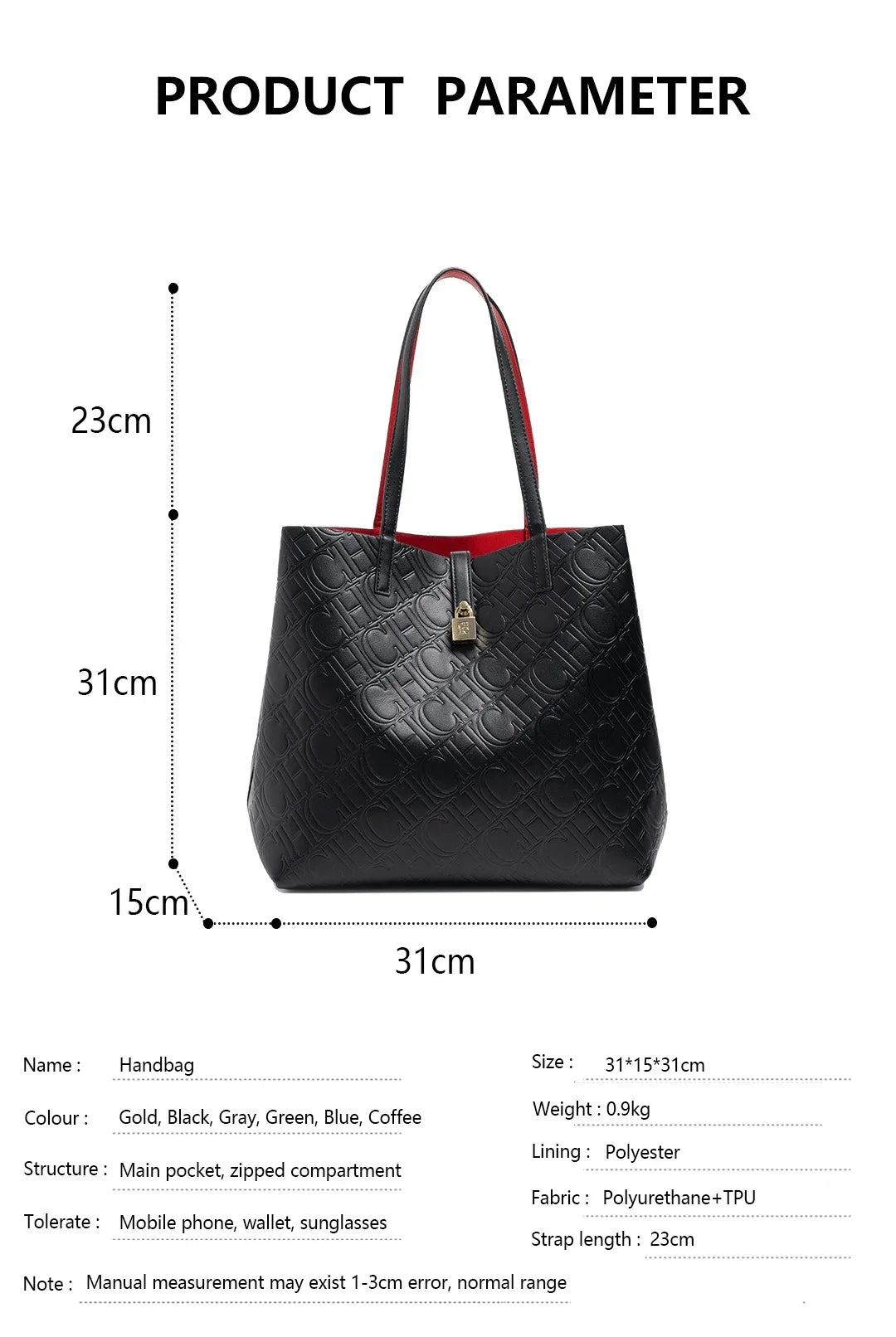 Solid Color Women's Bucket Bag Classic Luxury Letter Printing Simple Commuting Large Capacity Women's Handbag
