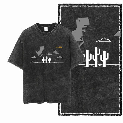 THEME Printed Cotton Acid Washed Exclusive Graphic Unisex T Shirt Cool Streetwear Men Tshirts Big Size Tee for men