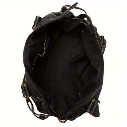 Soft leather retro bag shoulder messenger bag large capacity tote bag Y2K motorcycle bag