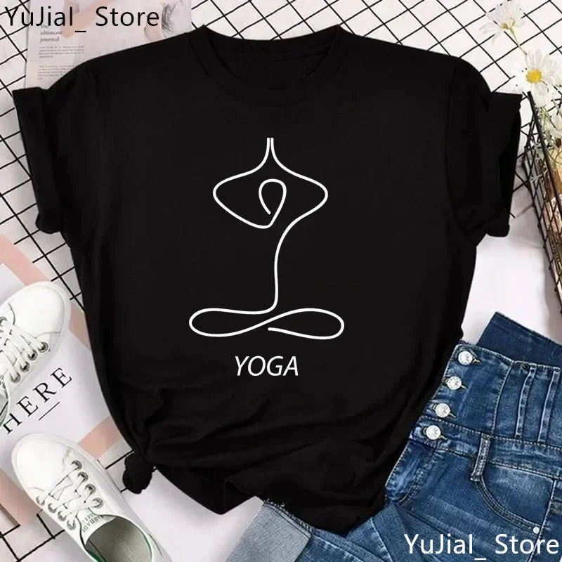Yoga Print Tshirt Women Bird Om Aum Jade Buddha Meditation Tie Die T Shirt Femme T-Shirt Tops