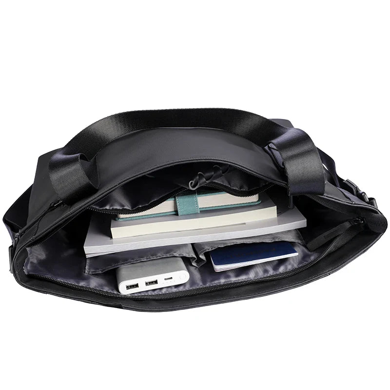 Multifunctional leather messenger bag men Black Crossbody Bag Large Capacity Stylish Men Shoulder Bag men