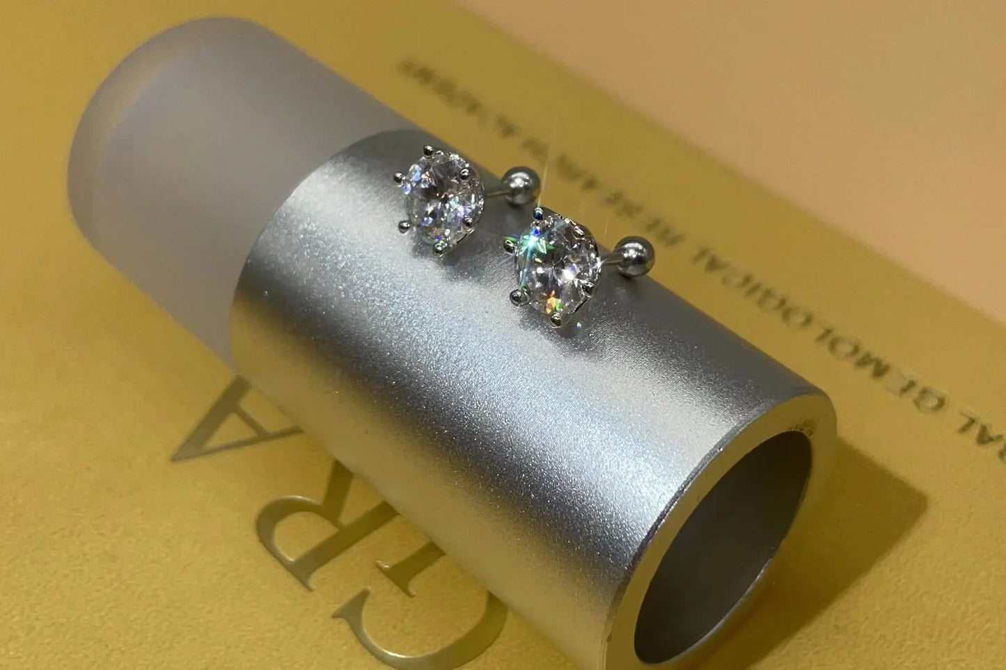 0.2/0.5/2ct D Color Moissanite Screw Stud Earrings for Women Men Silver 925 Plated 18K Pass Diamond Test 6 Prong Earring