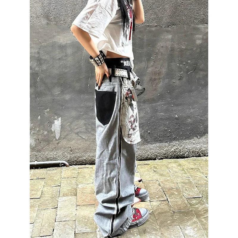 Women's Grey Gothic Y2k Oversize Jeans