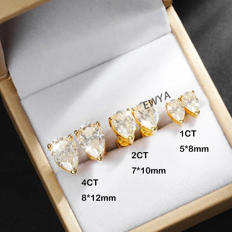 Pear Cut 3-Stone Full 3EX Moissanite Short Dangle Drop Earrings for Women s925 Silver Teardrop Earring Party Jewelry Gift