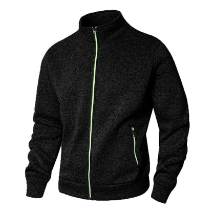Men’s stand collar jacket cardigan, zip-up casual sweatshirt, spring autumn, regular fit, M–XXL