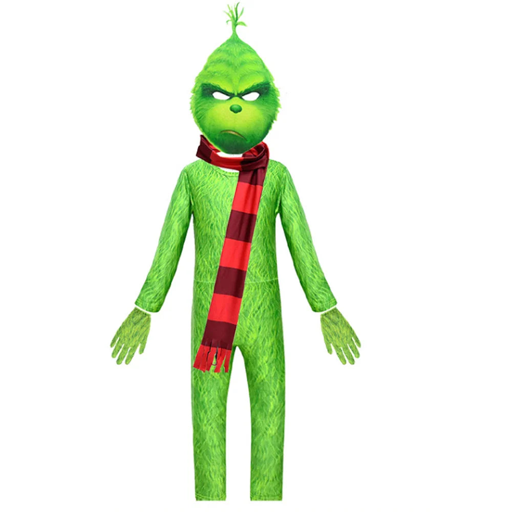 Green Haired Monster Children's Cosplay Costumes Jumpsuit Tight Fitting Stage Performance Costume Carnival Party Gifts