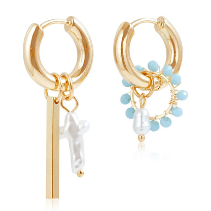 Geometric Crystal Asymmetric Dual-use Ear Buckle Earrings for Women Jewelry