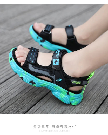 2025 Summer Boys Soft Sandals Fashion Children Shoes Autumn Light Cartoon Sandalias Flat Beach 4-12 Years Old Kids Shoes 12yrs