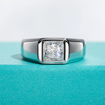 2ct  Princess Cut D Color Moissanite Engagement Men Ring Gold Plated S925 Silver Luxury Rings For Men Jewelry Wholesale