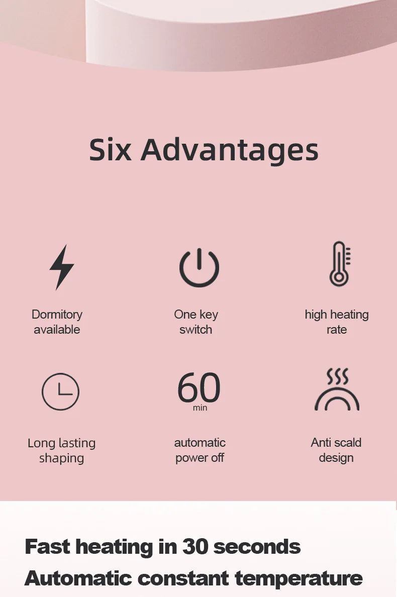 2-in-1 Fluffy Hair Straightening Comb Curling Iron for Inner Buckle & Bangs Styling Versatile Hair Straightener And Curler