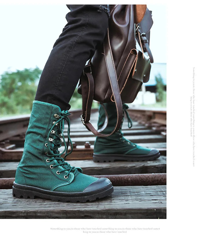 Men Boots Outdoor Fashion Men's Casual Shoes Canvas High Top Shoes Ankle Boots Black High Top Boots