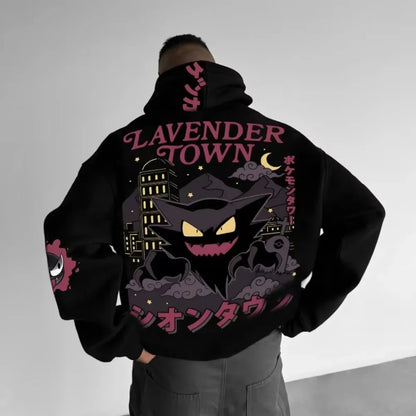 Anime Halloween Gengar Double Printed Hoodie for Men and Women, Autumn/Winter  Harajuku Large Size Casual Trend Sweater