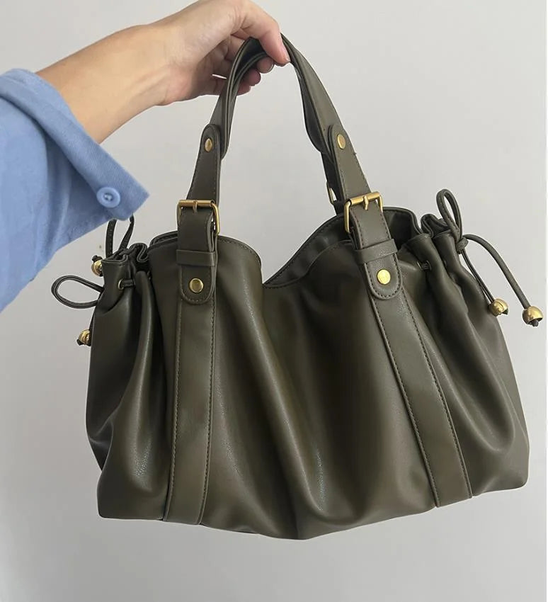 2025 Sac à main à bandoulière Simple pour femmes, sac Boston élégant et polyvalent, sac de travail intérieur en Polyester doux