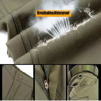 Men Winter Autumn Fleece Waterproof Cargo Pants Hiking Camping Softshell Climbing Casual Warm Tactical Military Combat Trousers