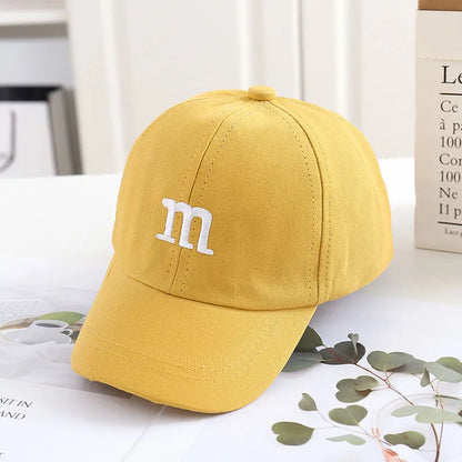 Kids Baseball Cap Children's Hat for Lovely Baby Cotton Breathable Kids Hats Girl Boy Caps M Letter Embroidered Hat for Boy