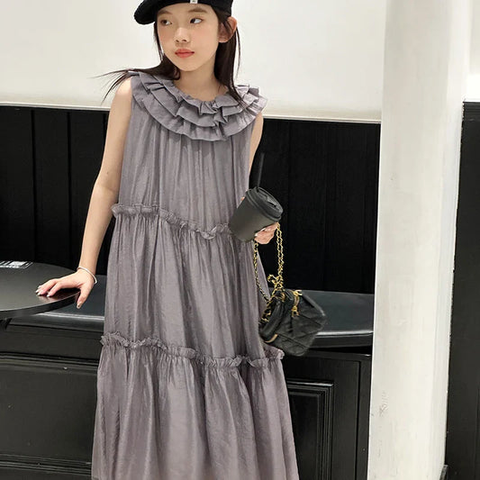 Girls' dress children's summer dress Korean style dress princess dress big children's summer sweet sleeveless dress