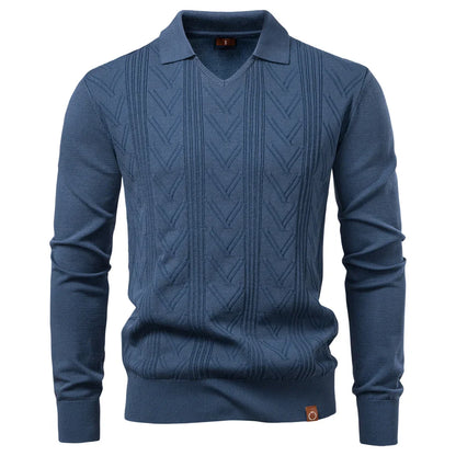 2025 Men's Modern Henley Polo Solid Color Long Sleeve Fashion Forward Cut Luxury Business Social Premium Male Top