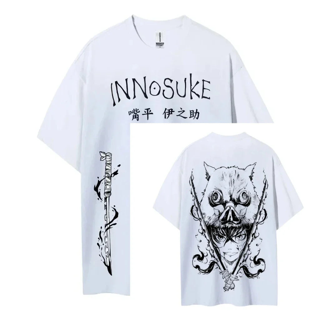 Demon Slayer Printed Short Sleeve Casual Summer Wear Men's Comfortable Clothing Men's Clothing Short Sleeve Half Sleeve Top