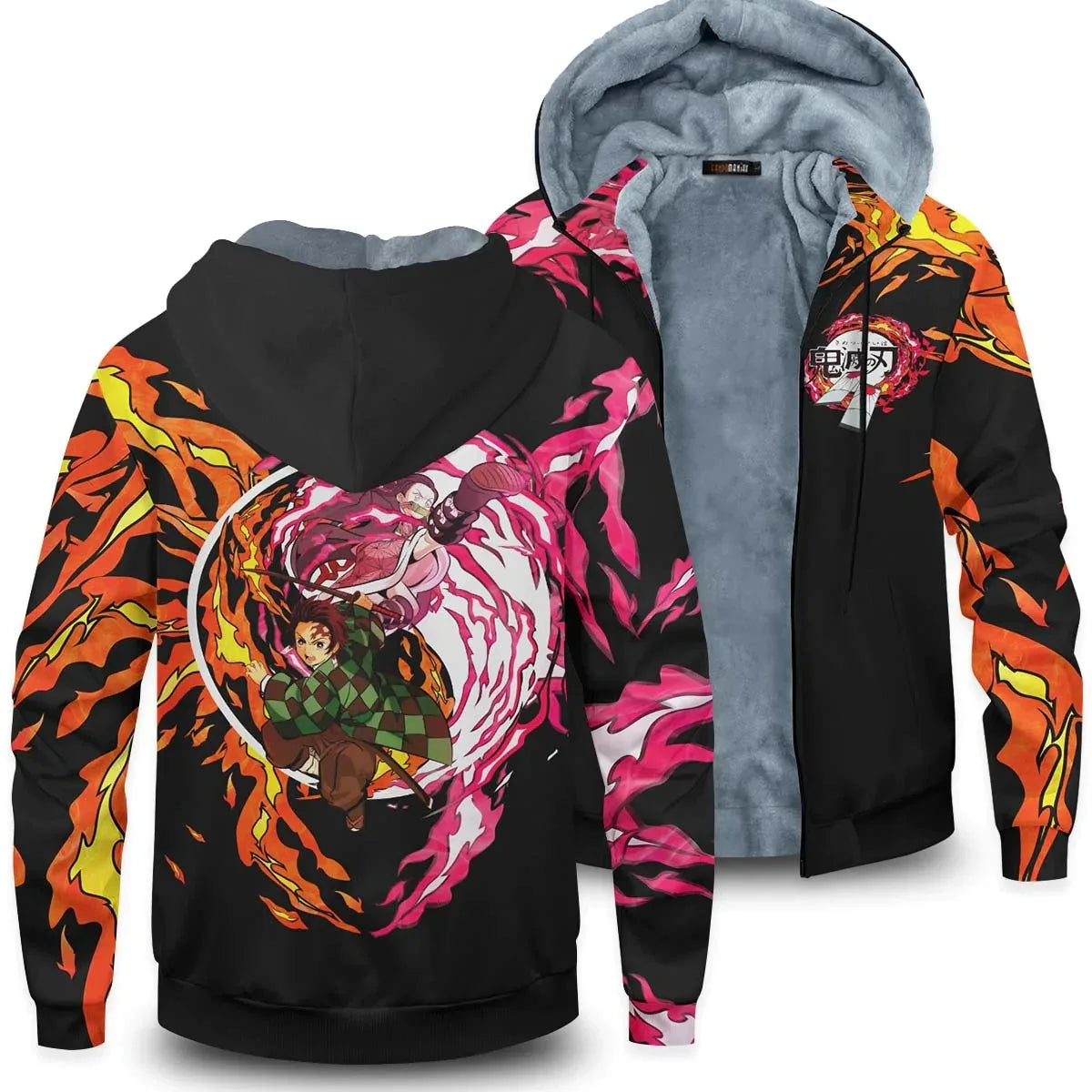 Anime Velvet Thick Warm Winter Oversized Hoodie Coat Zip Up Sweatshirt Winter Top Plus Size Coat Plush Jackets