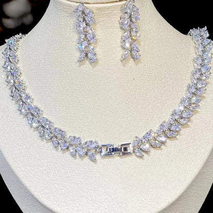 2PCS Jewelry Sets for Women Charming Round Design Elegant CZ Earrings and Necklaces Fashion Girls Gifts