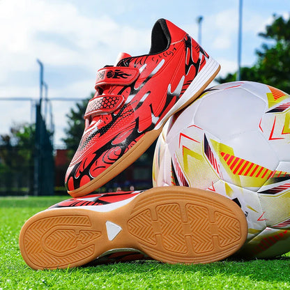Soccer Shoes with Patent Leather Upper for Kids, Multicolor TF Training Styles