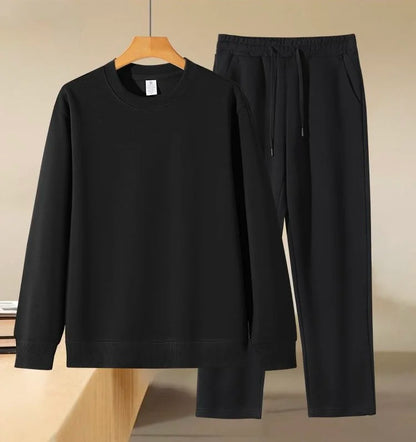 Men's Autumn and Winter New Solid Color Pullover Sweater & Pants Two-piece Set Fashionable Casual Sports Set Men's Tracksuit