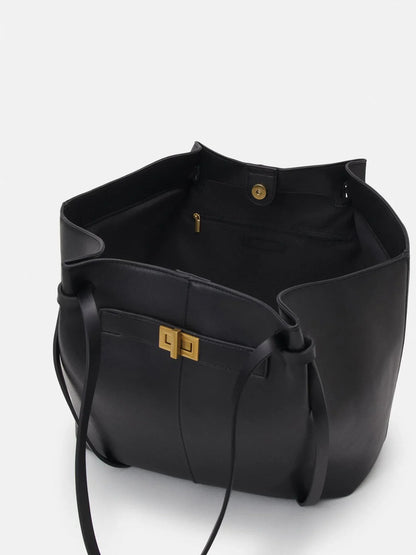 Fashion Large Capacity Trapeze Bag Designer Chic Lock Women Shoulder Bags Luxury Pu Leather Handbags Trend Underarm Bag 2025
