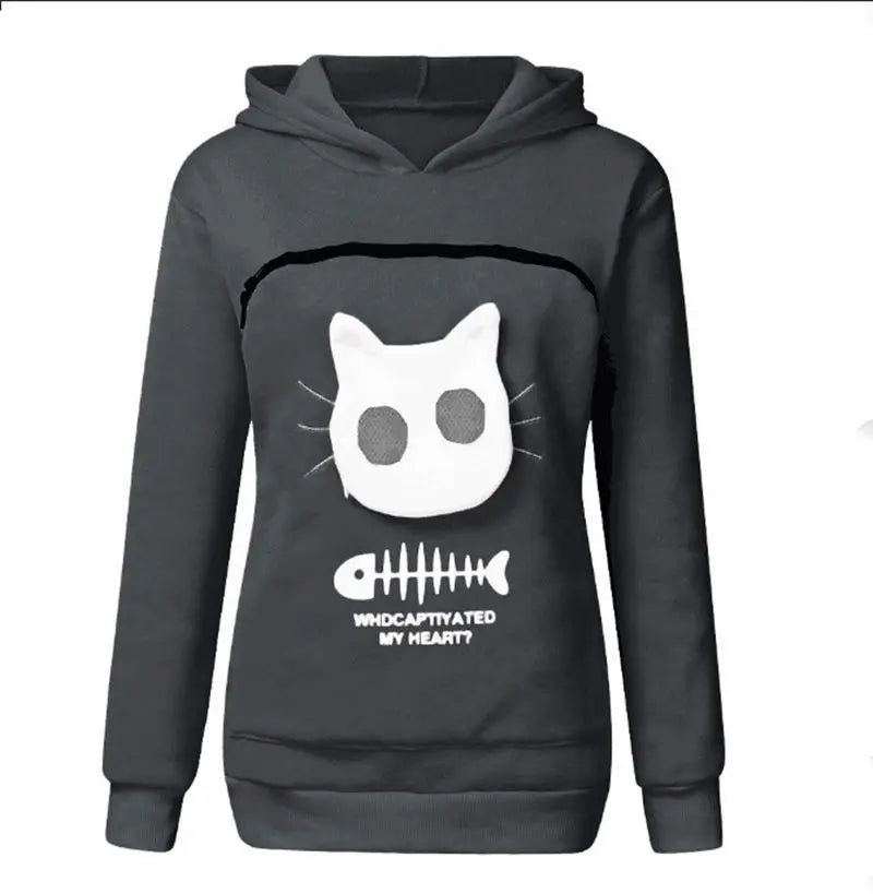 S-3XL Gatos Amantes de Moletom Canguru Cães Pet Pata Dropshipping Pulôveres Bolsa Carinho Peixe Bolso Canguru