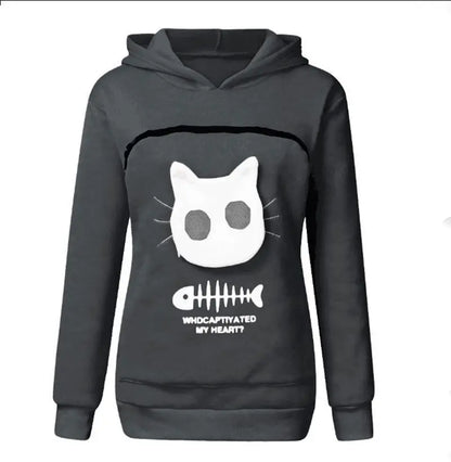 S-3XL Gatos Amantes de Moletom Canguru Cães Pet Pata Dropshipping Pulôveres Bolsa Carinho Peixe Bolso Canguru