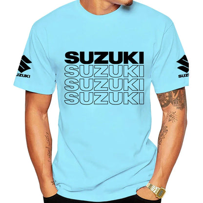 New Summer Racing Motorcycle 100% Cotton Trendy Men T-shirt Daily Outdoor Sports Party Casual Loose Street Short-sleeve