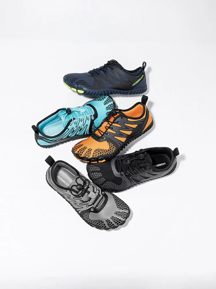 Wide Toe Barefoot Shoes for Unisex Artificial Leather Outdoor Walking Sneakers Zero Drop Minimalist Elastic Band Shoes