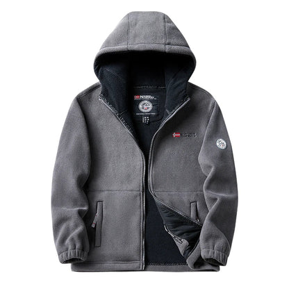 2024 Brand Winter Fleece Jacket Men's Casual Thickened Wool Jacket high quality Design Warm Fashion Hooded Coat Outdoor Ski Suit