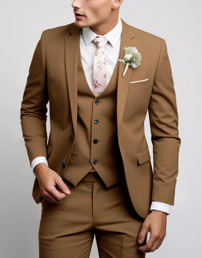 2025 Fashion Men Slim Fit Two Button Suit Set Amazon Cross Border Three Piece Business Suit