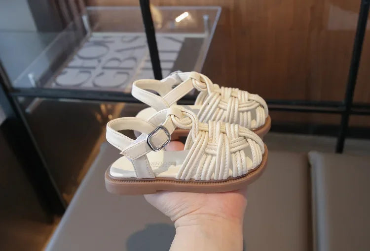New Sandals Summer Children's Woven Casual Baby Shoes Girls Beach Shoes Slipper Size 22-31