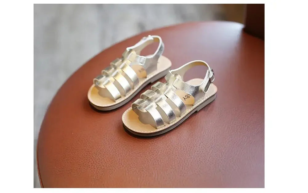 1-6 Years Children Summer Outdoor Beach Shoes Girls Princess Knitted Open Toed Sandals Gold, Silver, Black