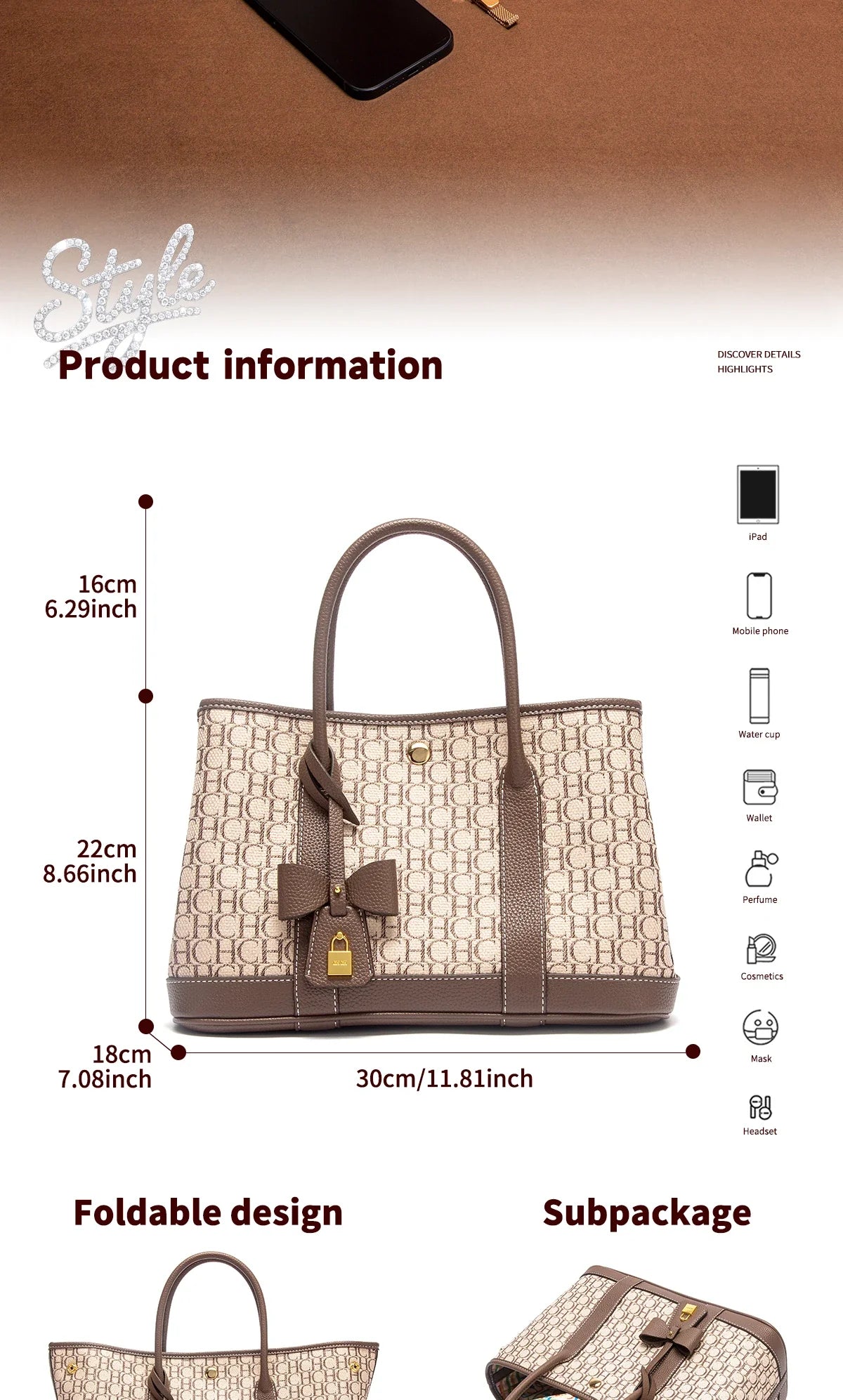 Woman Tote Bag Autumn New Fabric Splicing Handbag Convenient Carrying Mother Bag Commuter Women's Bag