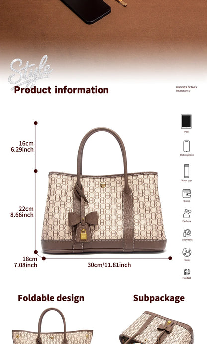 Woman Tote Bag Autumn New Fabric Splicing Handbag Convenient Carrying Mother Bag Commuter Women's Bag