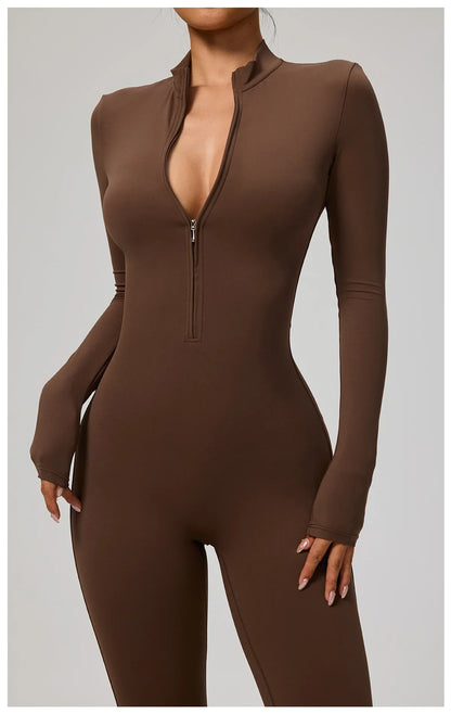 Zipper Jumpsuit Women Quick Dry Clothing Sportswear Woman Gym Yoga Sport Sets Spandex Nylon Workout Sets Women Tracksuit