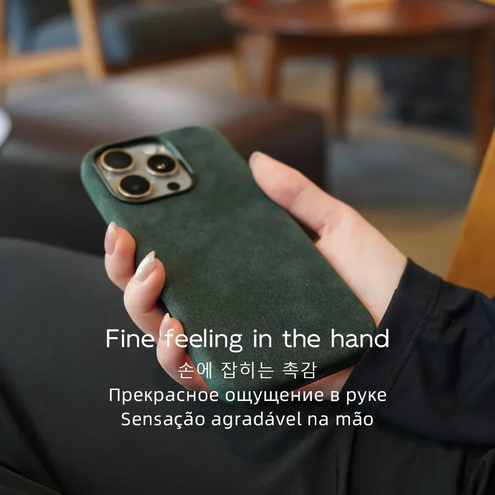 Case for iPhone 17 16 Pro Max Compatible Magsafe Business Supercar Interior Same Suede Leather Phone Cover