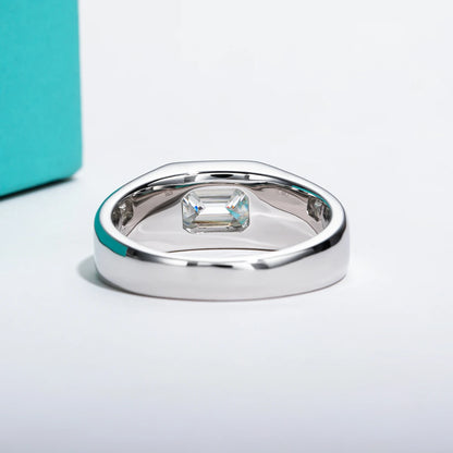 2ct D Color Emerald  Moissanite Men Ring 925 Sterling Silver 18K Gold Plated Engagement Rings For Man Jewelry Wholesale