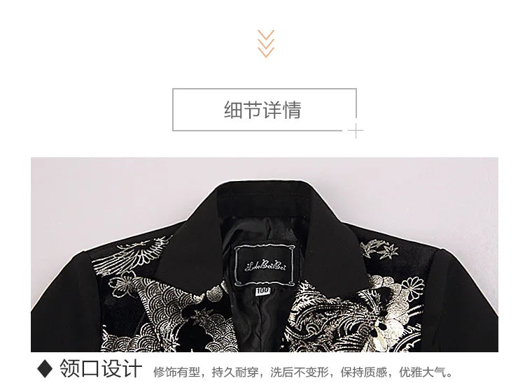 Children Formal Dress Kids Flower Jacket Pants Bowtie 3PCS  Piano Costume Boys Bronzing Show Host Handsome Photography Suit