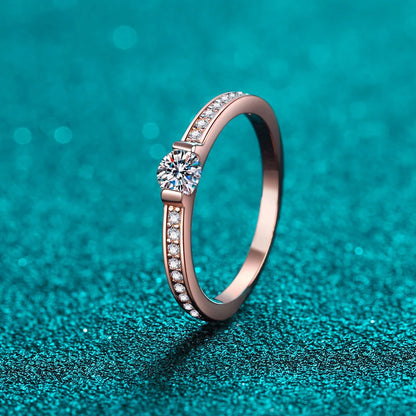 0.3ct D Color Moissanite Eternity Band Ring 925 Sterling Silver with Rose Gold Plated Wedding Rings For Women Jewelry