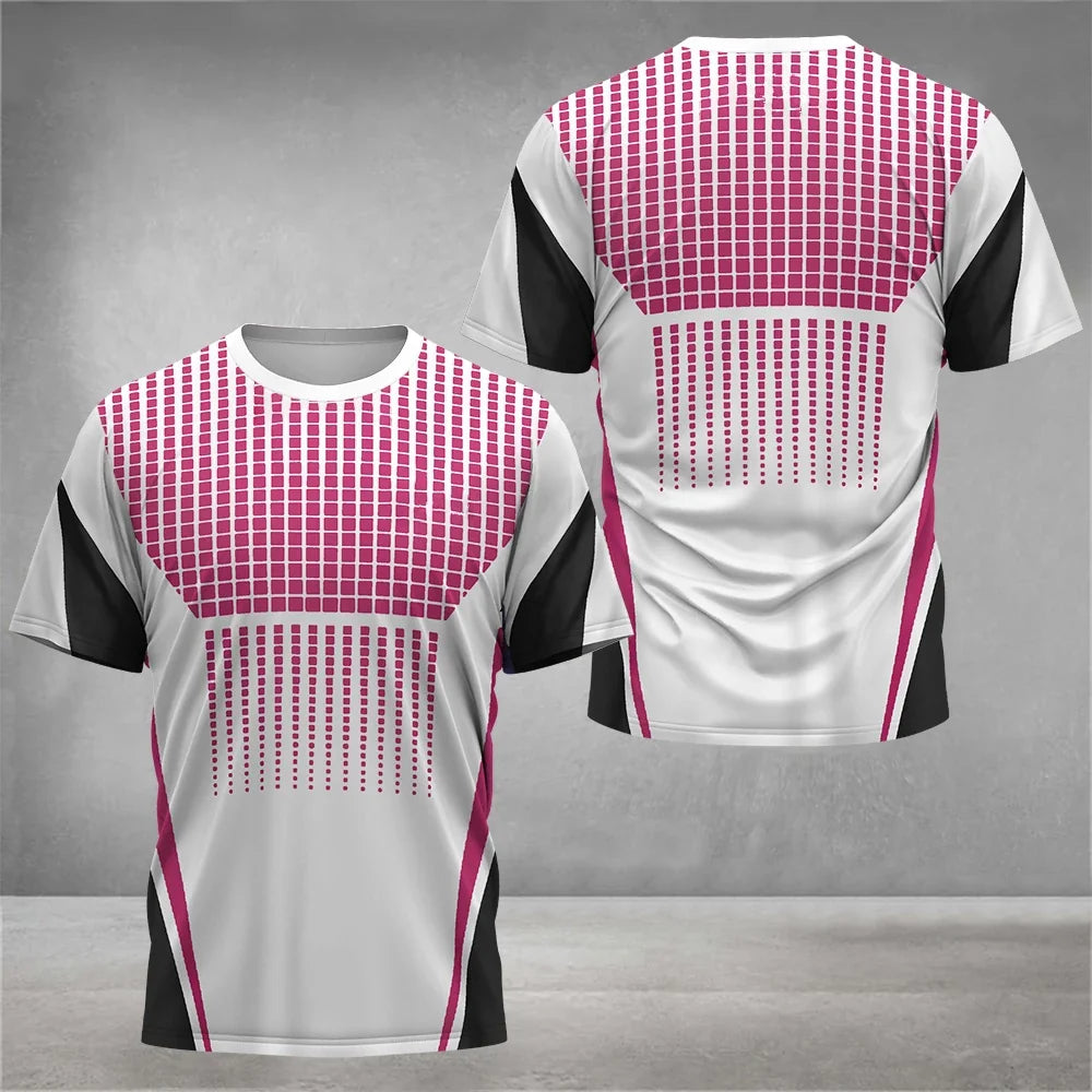 Badminton Tennis Sports Men's T Shirt Casual O-neck Loose Short Sleeve Tops Fashion 3D Print Gym T-shirt Man Outdoor Running Tee